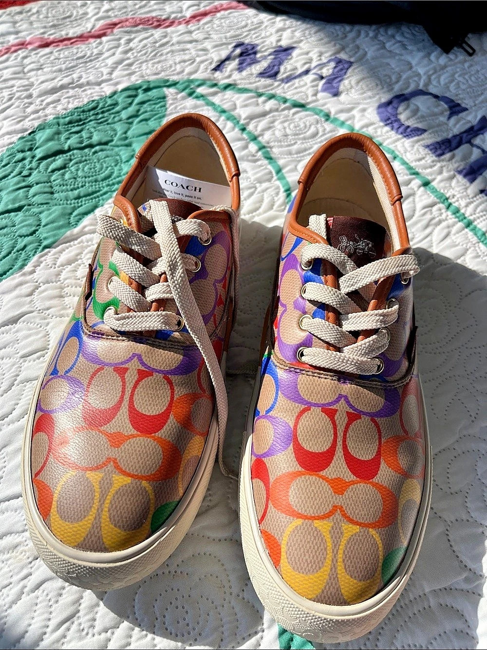 Coach Lowline Low Top Sneaker in Rainbow Signature Canvas Rainbow Signature